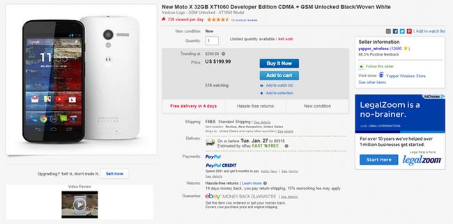 Fotografía - [Alerta Trato] Agarra una Nueva Verizon Moto X (2013) Developer Edition Por $ 200 en eBay